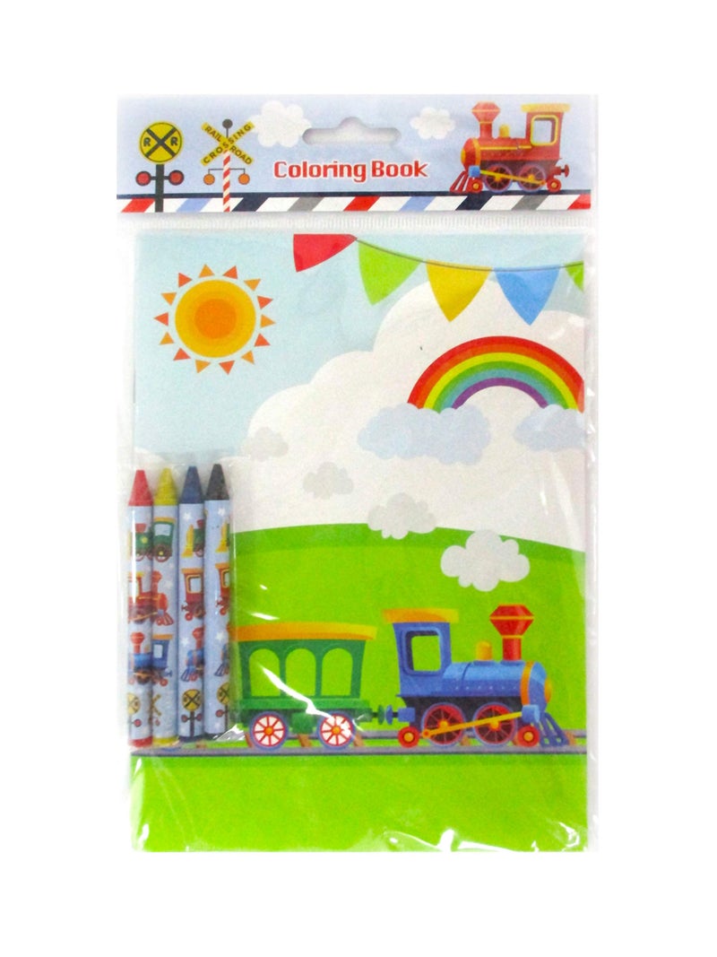 TINYMILLS Train Coloring Book Set with 12 Coloring Books and 48 Crayons Train Birthday Party Favor Bag Filler Rewards Classroom Party Chugga Chugga Two Two Party Favors - Image 5